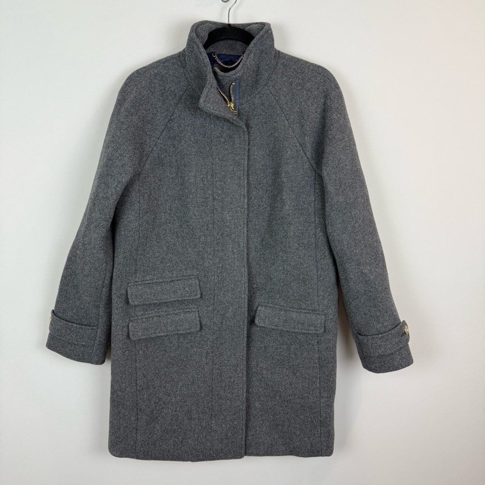 NWOT J. Crew Toscana Coat Italian Stadium-Cloth Wool Blend Charcoal Gray 2 Tall